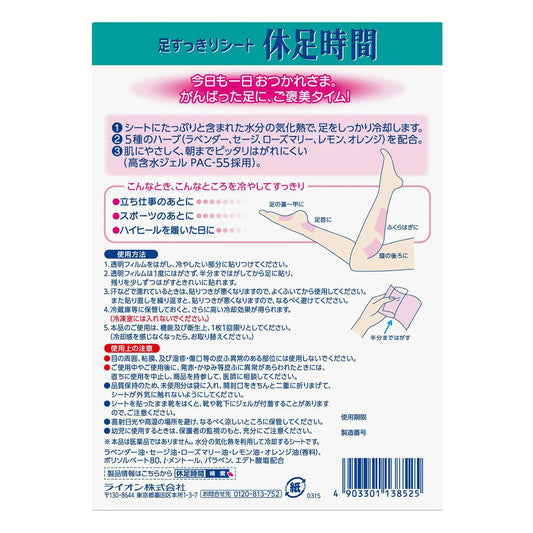 Parches Refrescantes Pies Lion Kyusoku Jikan 18p Japoneses