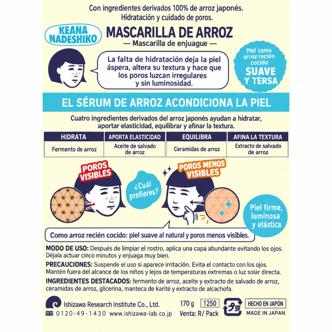 Mascarilla Facial Arroz Keana Nadeshiko Rice Pack 170g