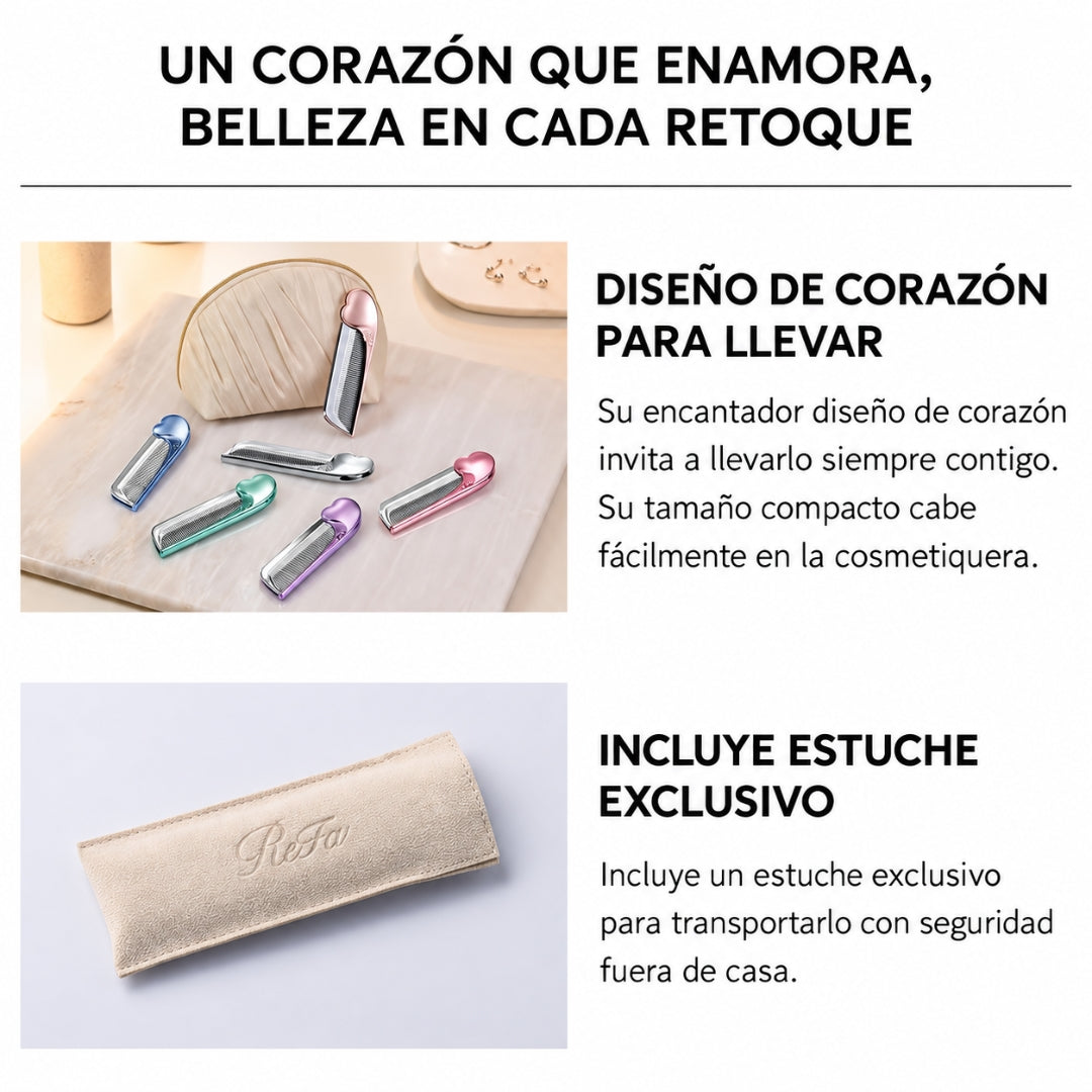 ReFa Heart Comb Aira Mirror – Peine Antiestático con Espejo