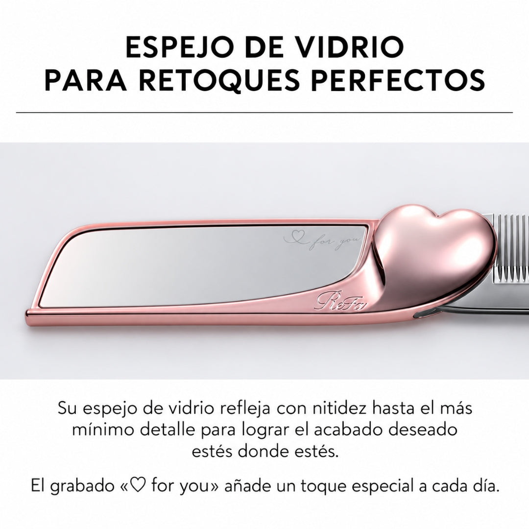 ReFa Heart Comb Aira Mirror – Peine Antiestático con Espejo