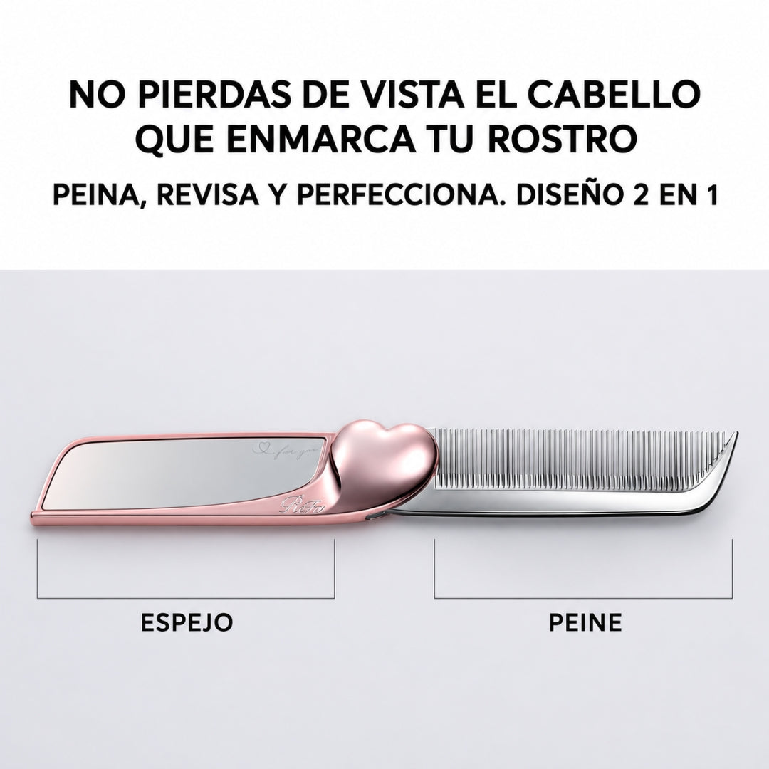 ReFa Heart Comb Aira Mirror – Peine Antiestático con Espejo