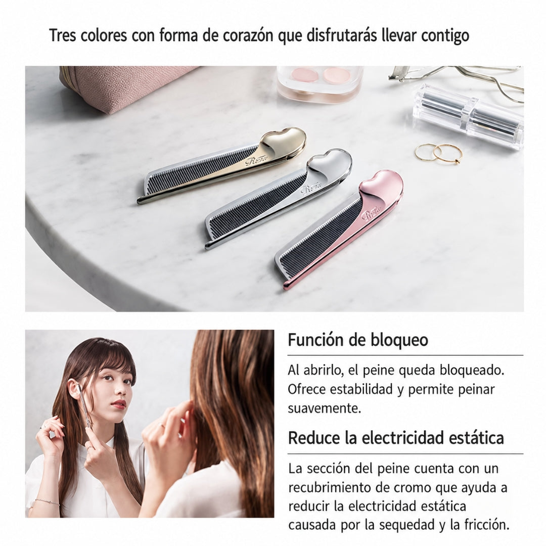 ReFa Heart Comb Aira – Peine Plegable Antiestático